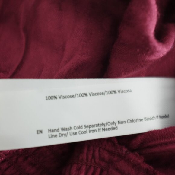 Band of Gypsies Burgundy Satin Wrap Blouse with Flutter Sleeves Size M - Picture 9 of 11